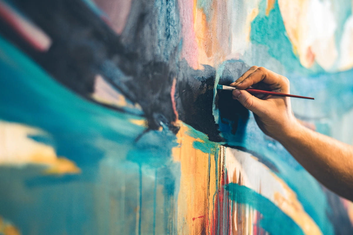 Hand painting colorful abstract artwork