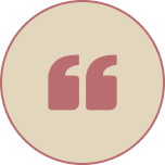 Red quotation marks on beige background