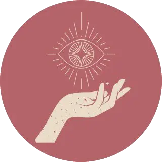 Illustration of an open hand with a radiant star above it on a red background.