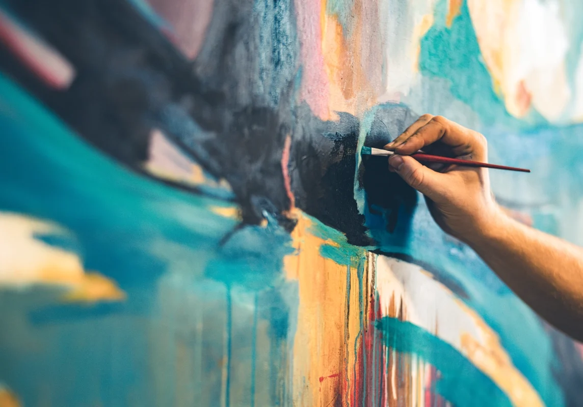 Hand painting colorful abstract artwork